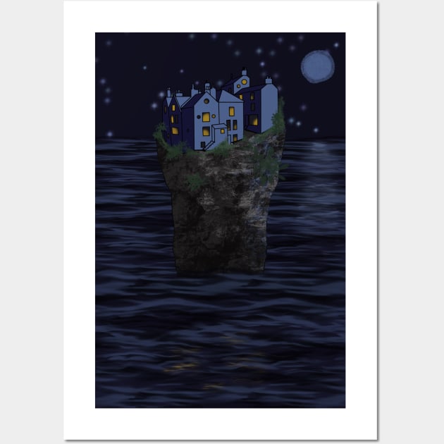 Village in the Middle of the Ocean Wall Art by thelittleforest